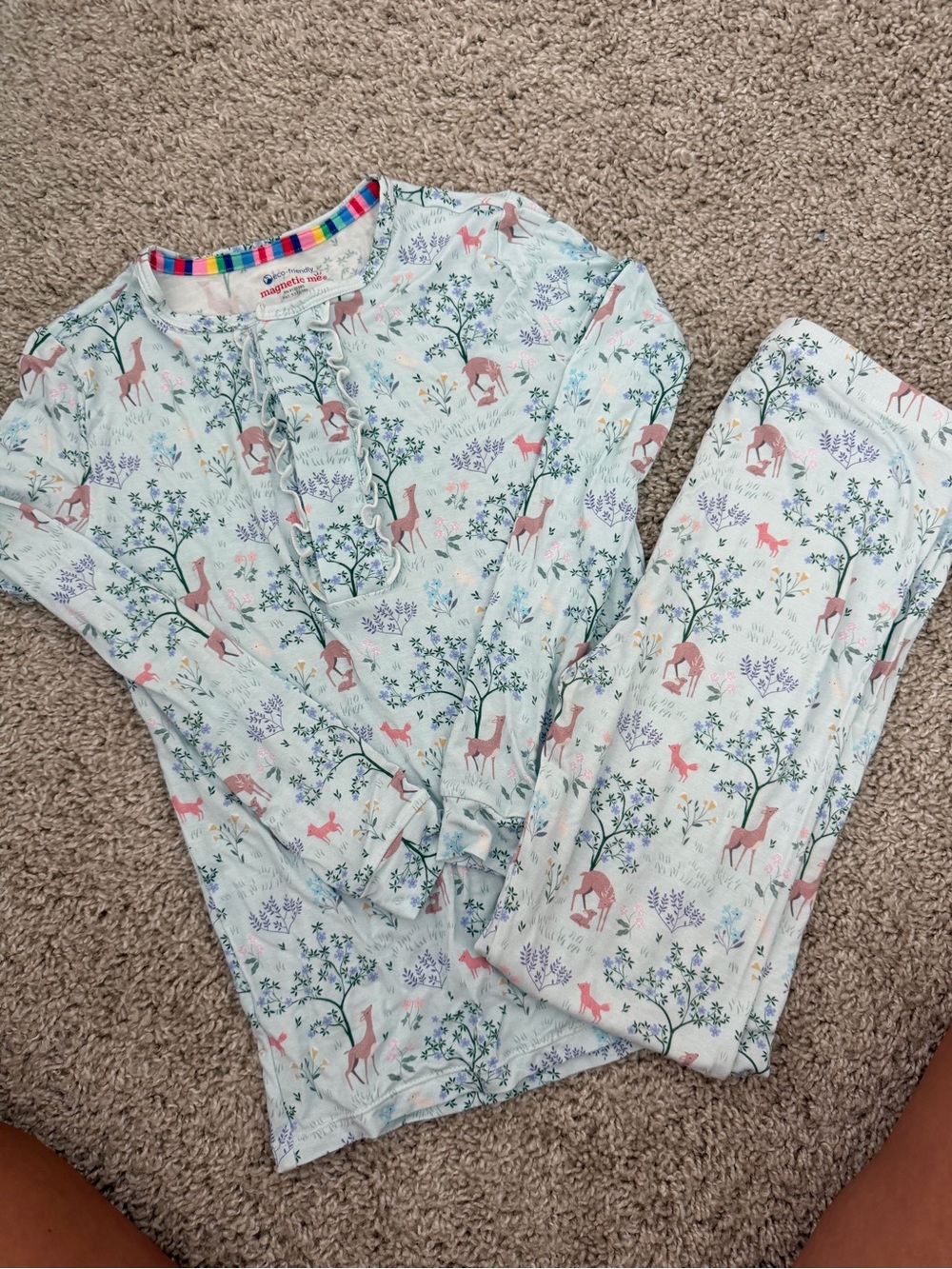 Magnetic Me Light Blue Deer & Floral Pajama Set